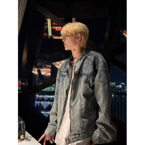 龐博文同款墊肩牛仔外套男美式春秋季cleanfit短款男生穿搭夾克潮 龐博文同款墊肩牛仔外套男美式春秋季cleanfit短款男生穿搭夾克潮