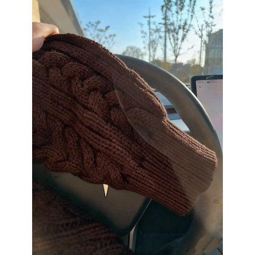 加厚版！慵懶風咖色麻花紋毛衣女冬季新款韓版寬鬆套頭針織衫上衣