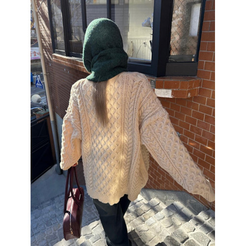 Up and on 街頭韓風復古慵懶落肩寬松OS麻花紋休閒百搭針織衫毛衣 Up and on 街頭韓風復古慵懶落肩寬松OS麻花紋休閒百搭針織衫毛衣