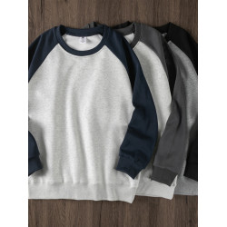 華棉高品質！重磅插肩袖圓領衛衣男女秋季百搭美式復古休閒上衣服