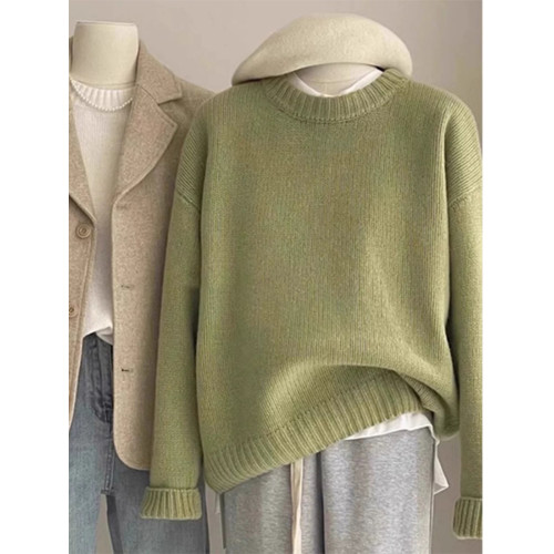 韓系純色慵懶風奶fufu綠色顯白浣熊絨毛衣女冬季軟糯內搭圓領上衣 韓系純色慵懶風奶fufu綠色顯白浣熊絨毛衣女冬季軟糯內搭圓領上衣