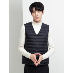 單秋冬新款輕薄羽絨馬甲男V領內膽大碼坎肩背心保暖外套