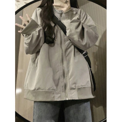 美式復古小個子工裝夾克女秋冬季情侶棒球服夾棉加厚外套潮牌棉服