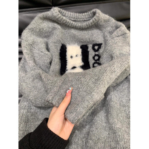 韓系慵懶風毛茸茸小狗軟糯毛衣女秋冬季寬松版型外穿針織衫上衣女 韓系慵懶風毛茸茸小狗軟糯毛衣女秋冬季寬松版型外穿針織衫上衣女