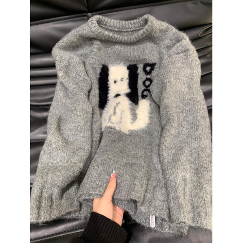 韓系慵懶風毛茸茸小狗軟糯毛衣女秋冬季寬松版型外穿針織衫上衣女 韓系慵懶風毛茸茸小狗軟糯毛衣女秋冬季寬松版型外穿針織衫上衣女