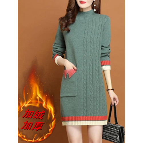 洋氣毛衣女內搭寬松外穿中長款打底衫女秋冬新款加絨加厚毛衣裙女 洋氣毛衣女內搭寬松外穿中長款打底衫女秋冬新款加絨加厚毛衣裙女