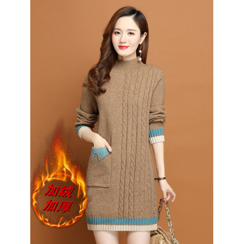 洋氣毛衣女內搭寬松外穿中長款打底衫女秋冬新款加絨加厚毛衣裙女 洋氣毛衣女內搭寬松外穿中長款打底衫女秋冬新款加絨加厚毛衣裙女