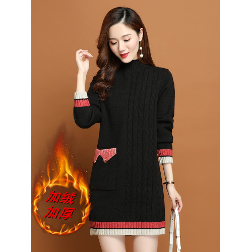 洋氣毛衣女內搭寬松外穿中長款打底衫女秋冬新款加絨加厚毛衣裙女 洋氣毛衣女內搭寬松外穿中長款打底衫女秋冬新款加絨加厚毛衣裙女