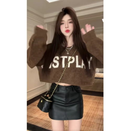 字母短款復古日系毛衣女男寬松內搭春季慵懶風軟糯歐貨針織衫外套 字母短款復古日系毛衣女男寬松內搭春季慵懶風軟糯歐貨針織衫外套