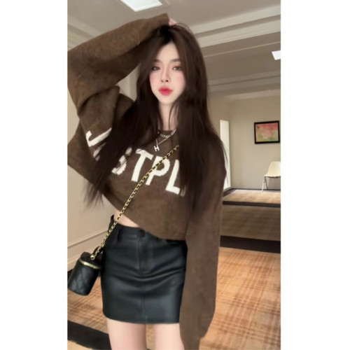 字母短款復古日系毛衣女男寬松內搭春季慵懶風軟糯歐貨針織衫外套 字母短款復古日系毛衣女男寬松內搭春季慵懶風軟糯歐貨針織衫外套