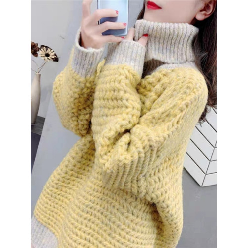 中長款高領套頭毛衣女裝2024年秋冬季新款寬松慵懶風針織上衣加厚 中長款高領套頭毛衣女裝2024年秋冬季新款寬松慵懶風針織上衣加厚