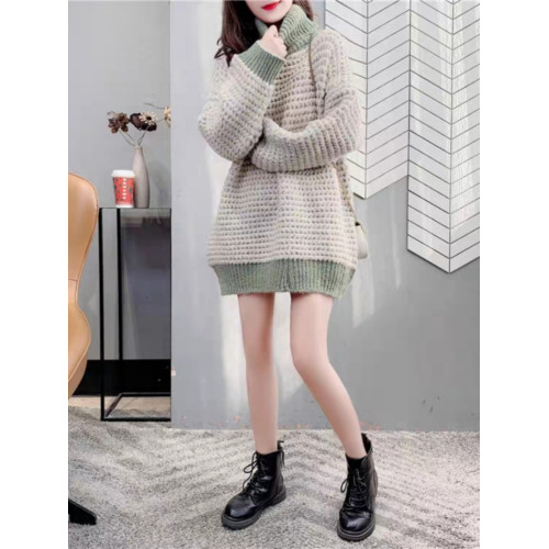 中長款高領套頭毛衣女裝2024年秋冬季新款寬松慵懶風針織上衣加厚 中長款高領套頭毛衣女裝2024年秋冬季新款寬松慵懶風針織上衣加厚