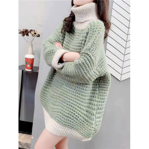 中長款高領套頭毛衣女裝2024年秋冬季新款寬松慵懶風針織上衣加厚 中長款高領套頭毛衣女裝2024年秋冬季新款寬松慵懶風針織上衣加厚