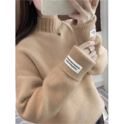 秋冬新款仿水貂絨毛衣女高領秋冬新款寬松毛衣針織加厚打底衫女士 秋冬新款仿水貂絨毛衣女高領秋冬新款寬松毛衣針織加厚打底衫女士