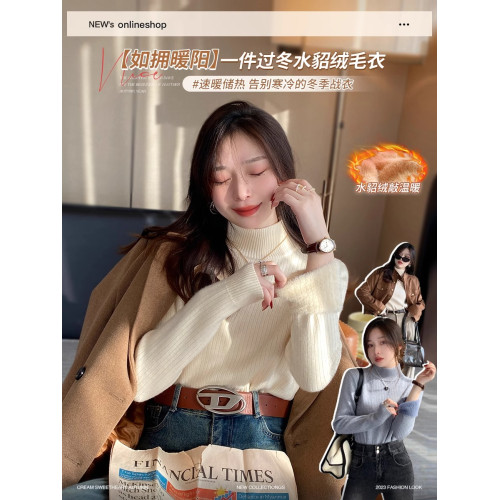 半高領毛衣女秋冬2025新款冬季加厚一體絨打底衫內搭修身針織上衣 半高領毛衣女秋冬2025新款冬季加厚一體絨打底衫內搭修身針織上衣