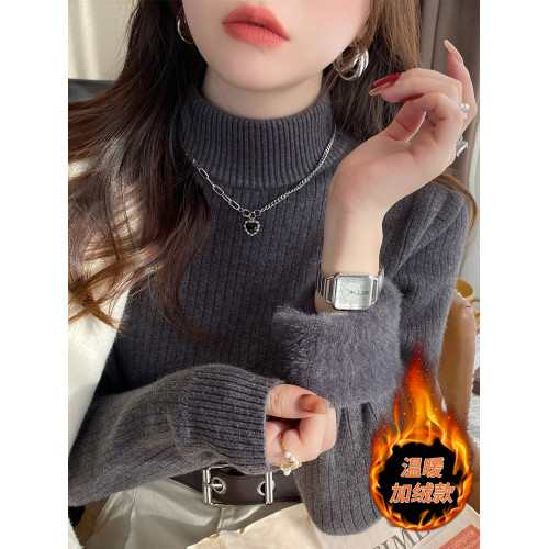 半高領毛衣女秋冬2025新款冬季加厚一體絨打底衫內搭修身針織上衣 半高領毛衣女秋冬2025新款冬季加厚一體絨打底衫內搭修身針織上衣