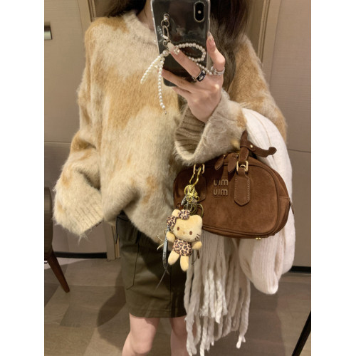 慵懶風暈染圓領馬海毛毛衣女秋冬寬松軟糯奶呼呼套頭針織衫上衣 慵懶風暈染圓領馬海毛毛衣女秋冬寬松軟糯奶呼呼套頭針織衫上衣