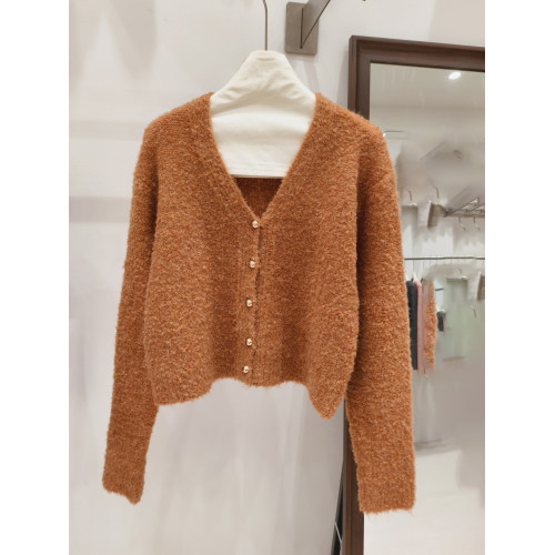 小香風奶白色短款針織外套女金色釦外穿肌理感洋氣圈圈紗毛衣開衫 小香風奶白色短款針織外套女金色釦外穿肌理感洋氣圈圈紗毛衣開衫