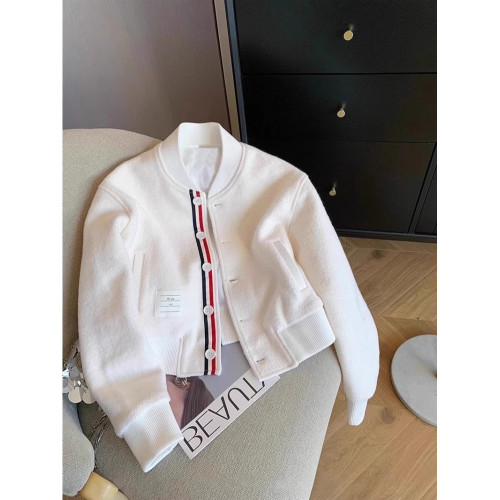 韓版學院風撞色拼接立領毛呢外套男女秋冬氣質百搭休閒短款棒球服 韓版學院風撞色拼接立領毛呢外套男女秋冬氣質百搭休閒短款棒球服