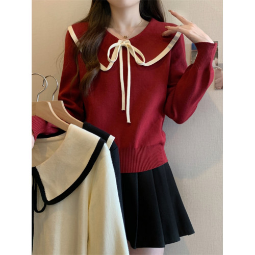 秋冬新款大碼女裝胖mm顯瘦遮肉洋氣娃娃領毛衣新年紅色打底針織衫 秋冬新款大碼女裝胖mm顯瘦遮肉洋氣娃娃領毛衣新年紅色打底針織衫