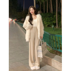 軟糯奶fufu水貂毛開衫毛衣外套女加厚寬松慵懶風溫柔氣質針織上衣