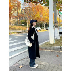 毛呢外套女小個子2024新款冬季韓系加厚高級感氣質中長款呢子大衣