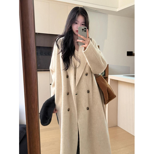 毛呢外套女小個子2024新款冬季韓系加厚高級感氣質中長款呢子大衣