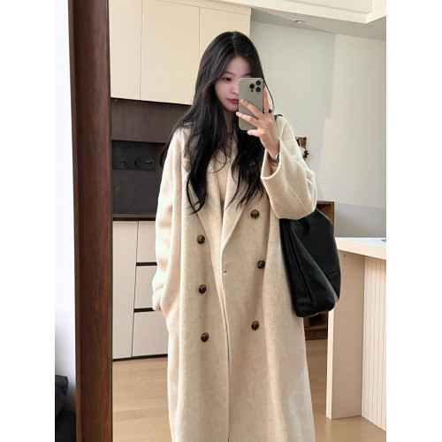 毛呢外套女小個子2024新款冬季韓系加厚高級感氣質中長款呢子大衣