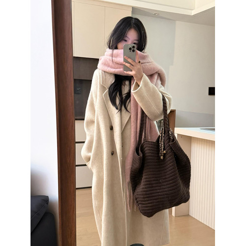 毛呢外套女小個子2024新款冬季韓系加厚高級感氣質中長款呢子大衣