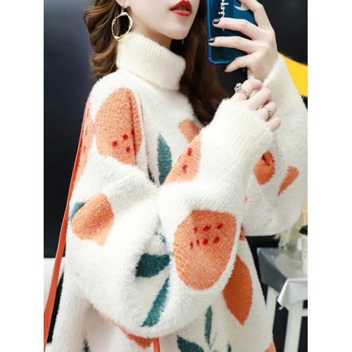 仿水貂絨高領毛衣女慵懶風中長款2025新款秋冬寬松外穿加厚打底衫 仿水貂絨高領毛衣女慵懶風中長款2025新款秋冬寬松外穿加厚打底衫