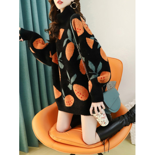 仿水貂絨高領毛衣女慵懶風中長款2025新款秋冬寬松外穿加厚打底衫 仿水貂絨高領毛衣女慵懶風中長款2025新款秋冬寬松外穿加厚打底衫