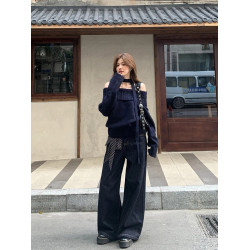 法式復古一字肩麻花掛脖毛衣女春秋氛圍感露肩針織衫顯瘦內搭上衣