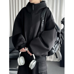 美式慵懶風開衫衛衣男秋冬設計感廓形夾克外套重磅潮牌boxy連帽衫