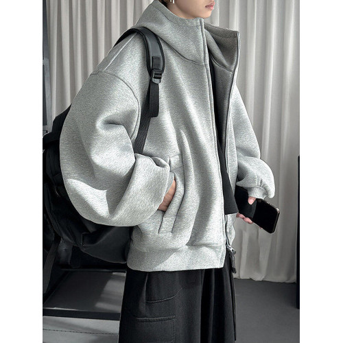 美式慵懶風開衫衛衣男秋冬設計感廓形夾克外套重磅潮牌boxy連帽衫 美式慵懶風開衫衛衣男秋冬設計感廓形夾克外套重磅潮牌boxy連帽衫