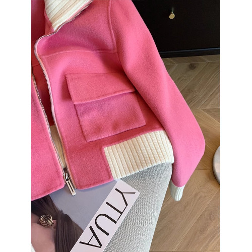 拼接撞色設計感小衆短款翻領夾克外套女秋季甜美別致休閒開衫上衣 拼接撞色設計感小衆短款翻領夾克外套女秋季甜美別致休閒開衫上衣