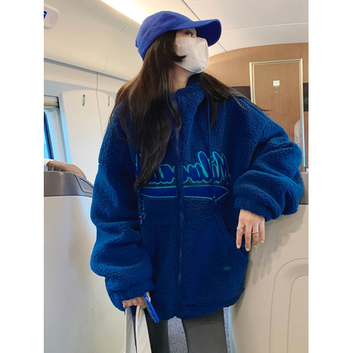 秋冬小香風克萊因藍今年流行漂亮獨特超好看美式羊羔毛棒球服外套 秋冬小香風克萊因藍今年流行漂亮獨特超好看美式羊羔毛棒球服外套