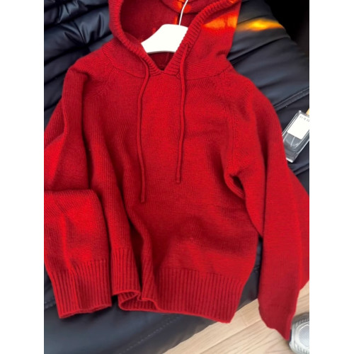 秋冬聖誕穿搭新年紅色連帽套頭毛衣外套女內搭外穿軟糯針織衫上衣 秋冬聖誕穿搭新年紅色連帽套頭毛衣外套女內搭外穿軟糯針織衫上衣