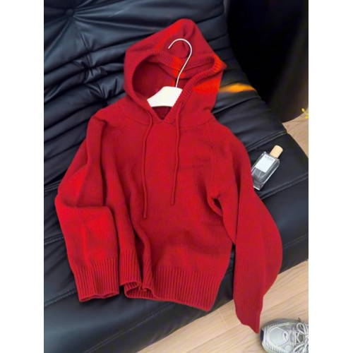 秋冬聖誕穿搭新年紅色連帽套頭毛衣外套女內搭外穿軟糯針織衫上衣 秋冬聖誕穿搭新年紅色連帽套頭毛衣外套女內搭外穿軟糯針織衫上衣