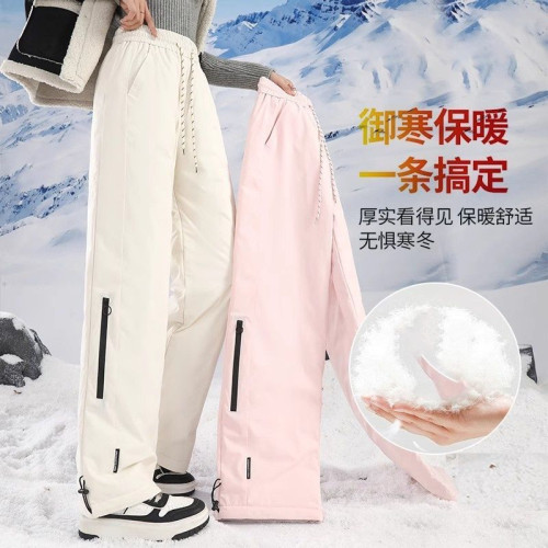 高級時尚洋氣米白色加絨滑雪褲新款機能沖鋒防風登山戶外運動褲子 高級時尚洋氣米白色加絨滑雪褲新款機能沖鋒防風登山戶外運動褲子