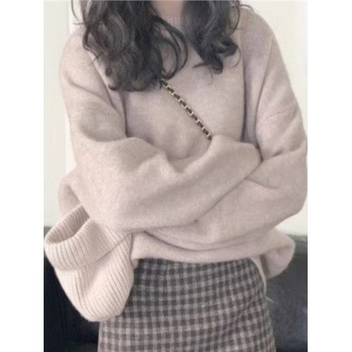 2025新款圓領寬松女士毛衣秋冬內搭針織打底衫慵懶風外穿大碼上衣 2025新款圓領寬松女士毛衣秋冬內搭針織打底衫慵懶風外穿大碼上衣