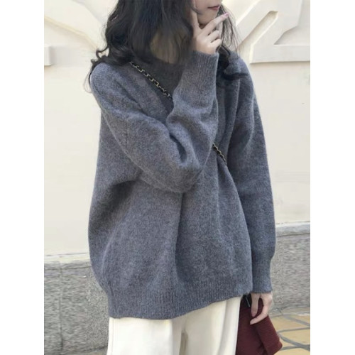 2025新款圓領寬松女士毛衣秋冬內搭針織打底衫慵懶風外穿大碼上衣 2025新款圓領寬松女士毛衣秋冬內搭針織打底衫慵懶風外穿大碼上衣