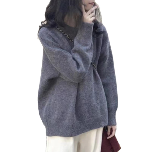 2025新款圓領寬松女士毛衣秋冬內搭針織打底衫慵懶風外穿大碼上衣 2025新款圓領寬松女士毛衣秋冬內搭針織打底衫慵懶風外穿大碼上衣