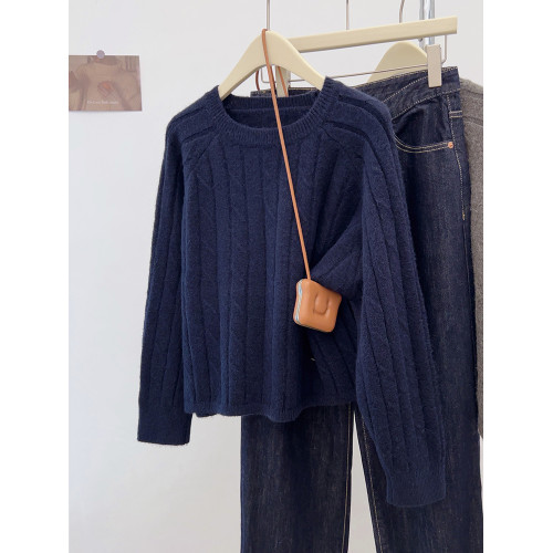 慵懶風圓領套頭軟糯內搭長袖針織衫女秋冬短款加厚毛衣打底衫上衣 慵懶風圓領套頭軟糯內搭長袖針織衫女秋冬短款加厚毛衣打底衫上衣