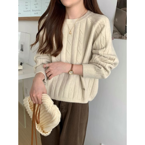 慵懶風圓領套頭軟糯內搭長袖針織衫女秋冬短款加厚毛衣打底衫上衣 慵懶風圓領套頭軟糯內搭長袖針織衫女秋冬短款加厚毛衣打底衫上衣