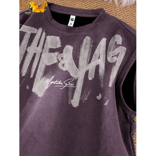 美式街頭塗鴉麂皮絨背心男夏季潮牌健身運動坎肩寬松大碼無袖T恤 美式街頭塗鴉麂皮絨背心男夏季潮牌健身運動坎肩寬松大碼無袖T恤