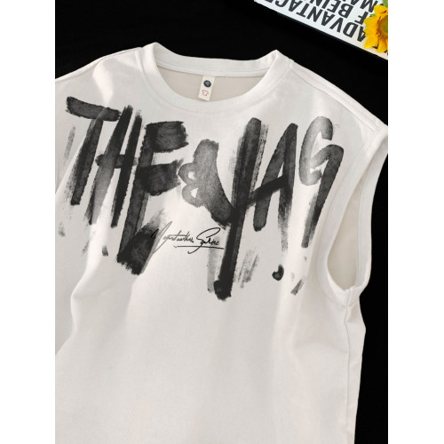 美式街頭塗鴉麂皮絨背心男夏季潮牌健身運動坎肩寬松大碼無袖T恤 美式街頭塗鴉麂皮絨背心男夏季潮牌健身運動坎肩寬松大碼無袖T恤