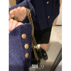 今年秋冬流行超好看藍色小香風短款外套小衆精簡設計感夾克女韓版