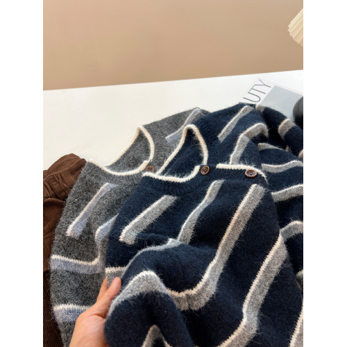 百搭復古條紋撞色圓領紐釦開衫毛衣女寬松慵懶小衆減齡學生針織衫 百搭復古條紋撞色圓領紐釦開衫毛衣女寬松慵懶小衆減齡學生針織衫