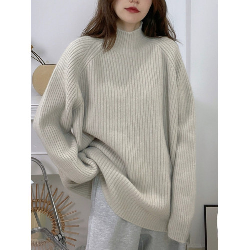 半高領毛衣女加厚冬季韓版寬松慵懶風軟糯坑條內搭打底針織衫外穿 半高領毛衣女加厚冬季韓版寬松慵懶風軟糯坑條內搭打底針織衫外穿