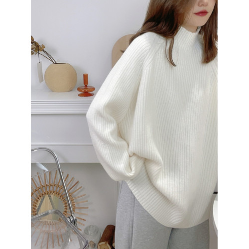 半高領毛衣女加厚冬季韓版寬松慵懶風軟糯坑條內搭打底針織衫外穿 半高領毛衣女加厚冬季韓版寬松慵懶風軟糯坑條內搭打底針織衫外穿